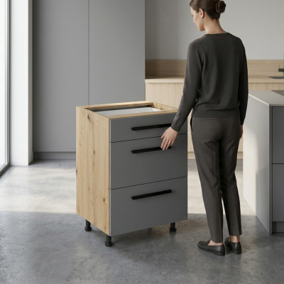 Cuisine mobile avec tiroirs en bois