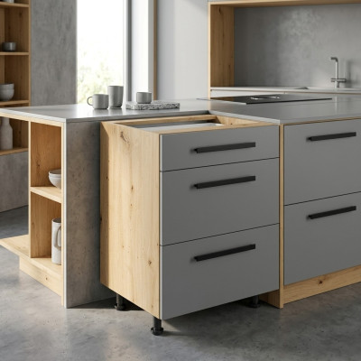 Cuisine mobile avec tiroirs en bois
