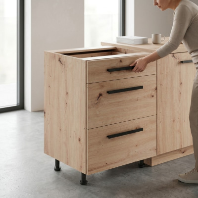 Armoire en bois mobile avec tiroirs