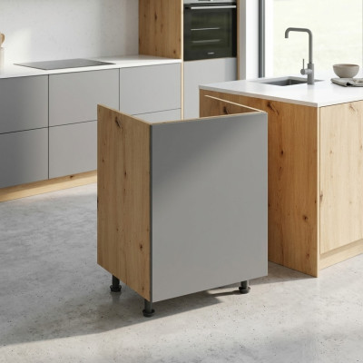 Armoire mobile grise sous lavabo