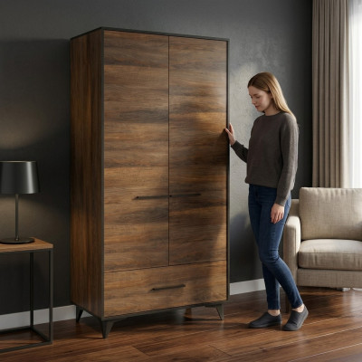 Armoire avec porte-manteau et tiroir
