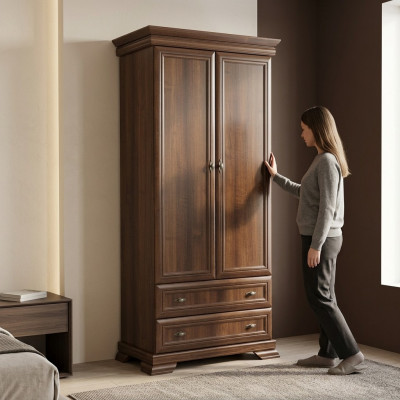Armoire Puinen avec tiroirs et porte-vêtements