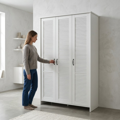 Armoire Kangas avec 2 barres de vêtements robustes