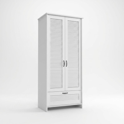 Armoire en tissu blanche avec tiroir et porte-vêtements