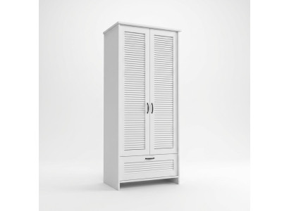 Armoire en tissu blanche avec tiroir et porte-vêtements