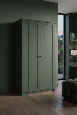 Armoire de chambre avec porte-manteau, polyvalente, verte