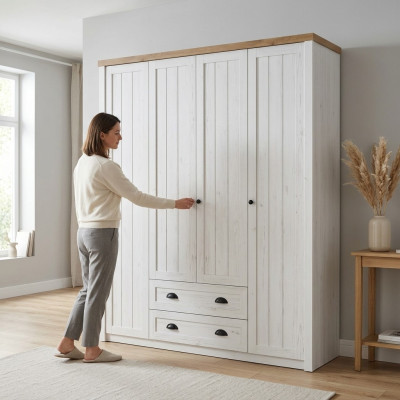 Armoire Kangaskaappi avec tiroirs et porte-vêtements