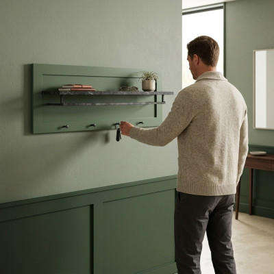 Armoire murale avec étagère et porte-vêtements