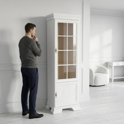 Buffet vitrine vintage blanc