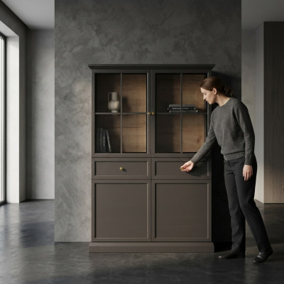 Buffet vitrine avec 2 tiroirs