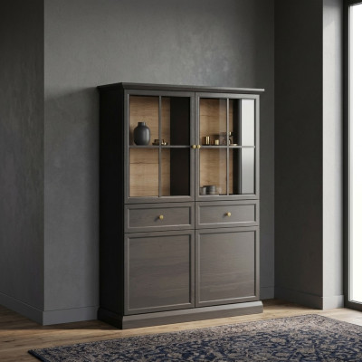 Buffet vitrine avec 2 tiroirs