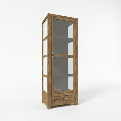 Vitrine beige élégante, espace de rangement intemporel