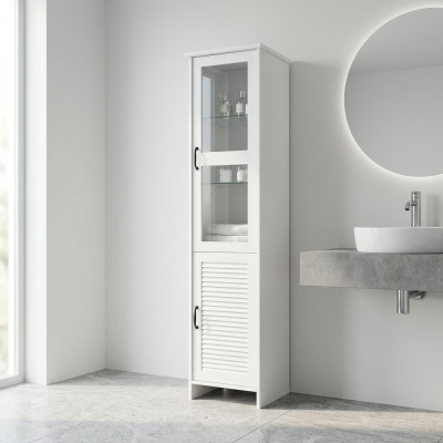 Vitrine moderne blanche en MDF et verre