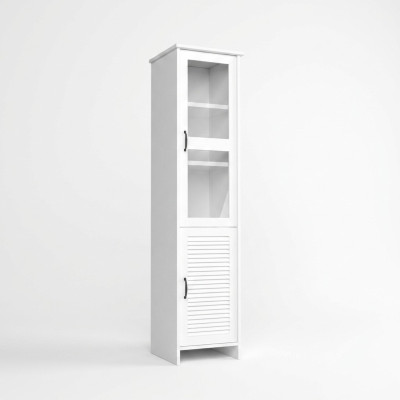 Vitrine moderne blanche en MDF et verre