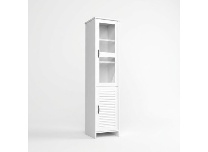 Vitrine moderne blanche en MDF et verre