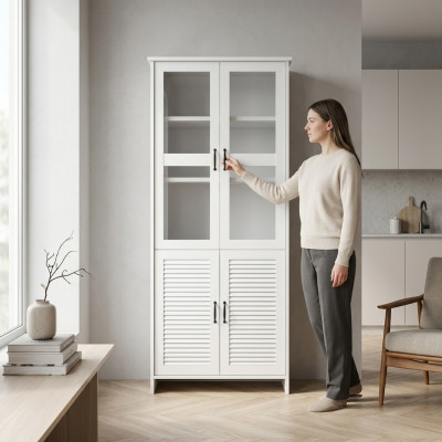 Vitrine moderne blanche en MDF avec verre