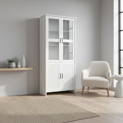 Vitrine moderne blanche en MDF avec verre