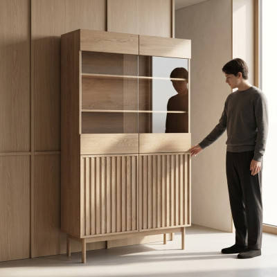 Vitrine Puinen avec portes en verre