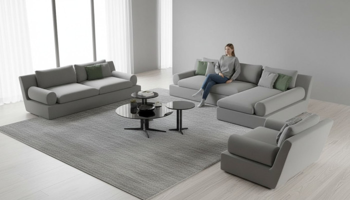 Canapé d'angle pour 3 personnes avec confort et fonctionnalité