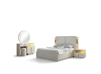 Lit verhoilt avec 2 tables de nuit modernes et élégantes, ensemble de 5 pièces