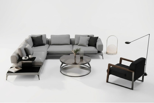 Canapé d'angle avec fauteuil et fonctionnalité - dans les détails