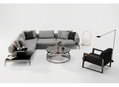 Canapé d'angle avec fauteuil et fonctionnalité - dans les détails