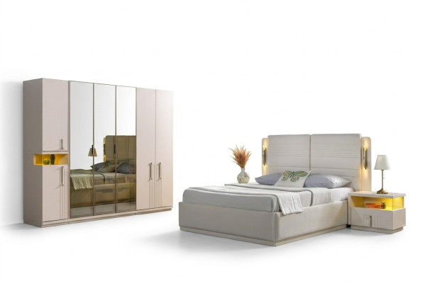 Ensemble de meubles de chambre Koko lit, armoire, tables de nuit 4 pièces