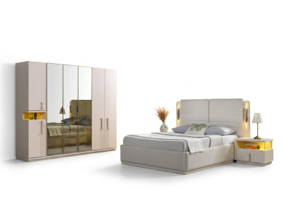 Ensemble de meubles de chambre Koko lit, armoire, tables de nuit 4 pièces