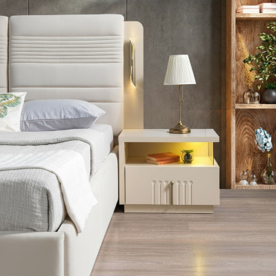 Table de nuit moderne avec éclairage pour chambre à coucher