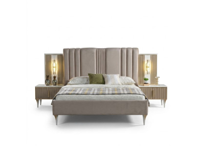 Ensemble de meubles élégant 3 pièces avec lit et tables de nuit