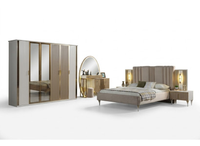 Ensemble de lit moderne 6 pièces avec tables de chevet