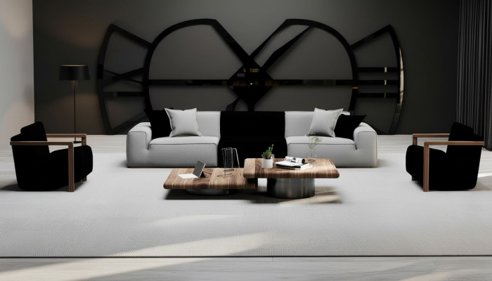Canapé avec deux fauteuils pour un salon élégant