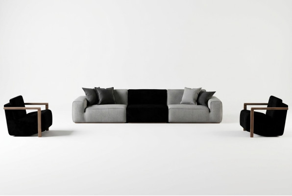 Canapé avec deux fauteuils pour un salon élégant
