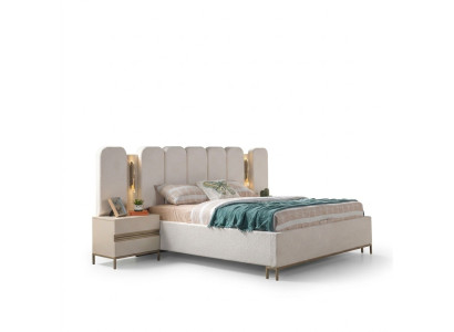 Lit Verhoiltu pour la chambre à coucher, ensemble de 3 pièces avec 2 tables de nuit