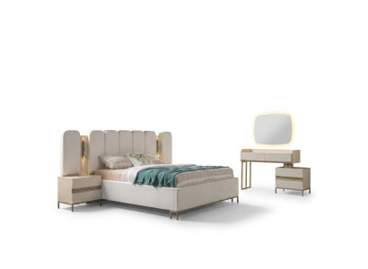 Ensemble de meubles de chambre à coucher parfait, comprenant une commode, un miroir, un lit et des tables de nuit