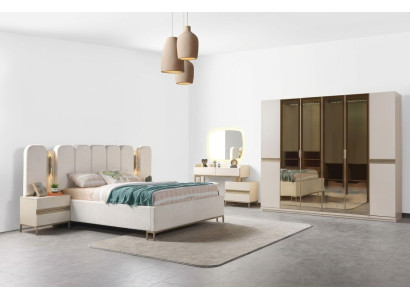 Ensemble de meubles de chambre à coucher Koko 6 pièces avec lit moderne, armoire et tables de nuit