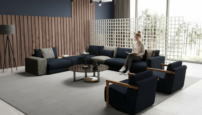 Canapé d'angle élégant avec fauteuil, magnifique et confortable à la fois