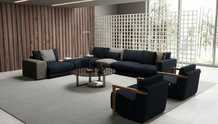 Canapé d'angle élégant avec fauteuil, magnifique et confortable à la fois