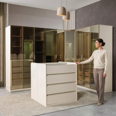 Coffre d'angle moderne avec des courbes pour la chambre