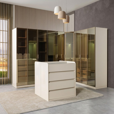 Coffre d'angle moderne avec des courbes pour la chambre