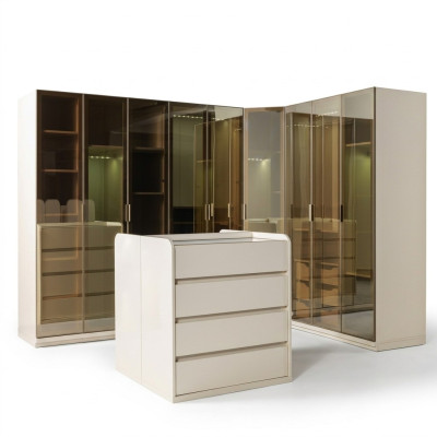 Coffre d'angle moderne avec des courbes pour la chambre