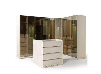 Coffre d'angle moderne avec des courbes pour la chambre
