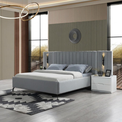 Ensemble de meubles de chambre à coucher avec lit et 2 tables de nuit modernes
