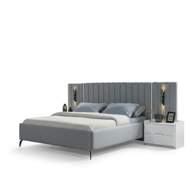 Ensemble de meubles de chambre à coucher avec lit et 2 tables de nuit modernes