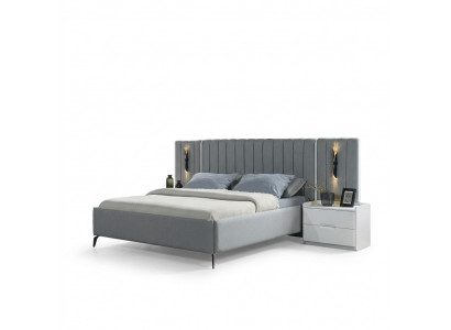 Ensemble de meubles de chambre à coucher avec lit et 2 tables de nuit modernes