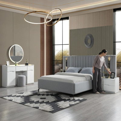 Ensemble de meubles de chambre à coucher élégant 5 pièces + 2 tables de chevet