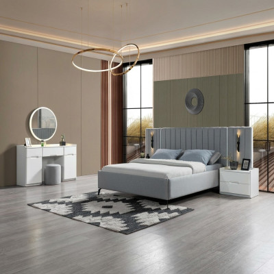 Ensemble de meubles de chambre à coucher élégant 5 pièces + 2 tables de chevet