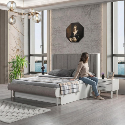 Ensemble de meubles élégant 3 pièces avec lit + 2 tables de nuit