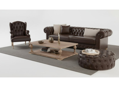 Canapé élégant, fauteuil et pouf. Un véritable confort