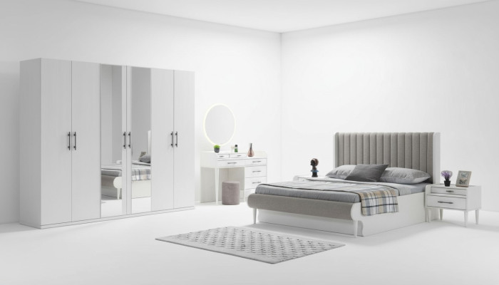 Ensemble de meubles de chambre Koko 6 pièces lit armoire de vêtements tables de nuit modernes